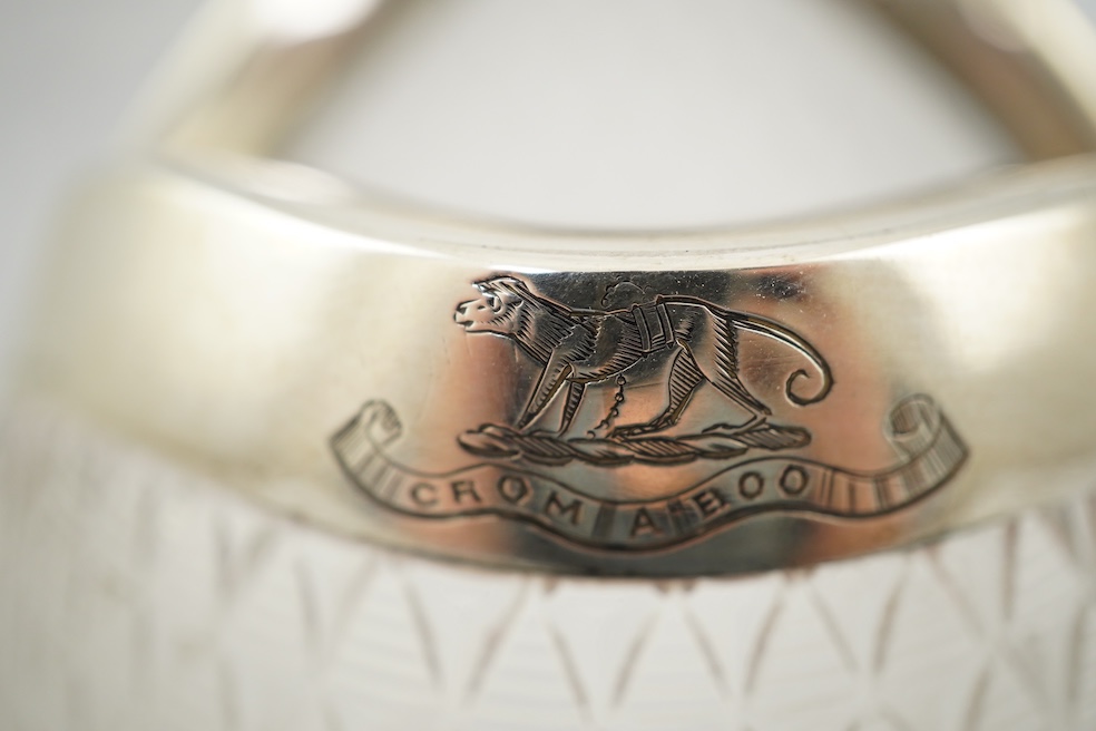 An unusual late Victorian novelty silver mounted single handled cut glass jug, modelled as a fish, by Hukin & Heath